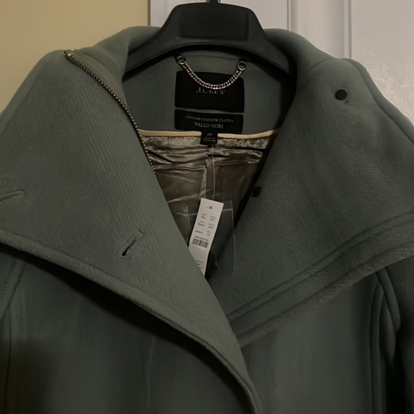 NWT - 2P- J.Crew Villa Coat in Italian Stadium-cloth Wool - Slate Green - Picture 6 of 10